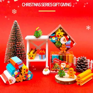 Christmas Eraser Set, 6 Styles, Practical Rubber Clay, Easy to Use, No Residue, Less Shavings, Perfect Gift, Detachable, Model, Figurine