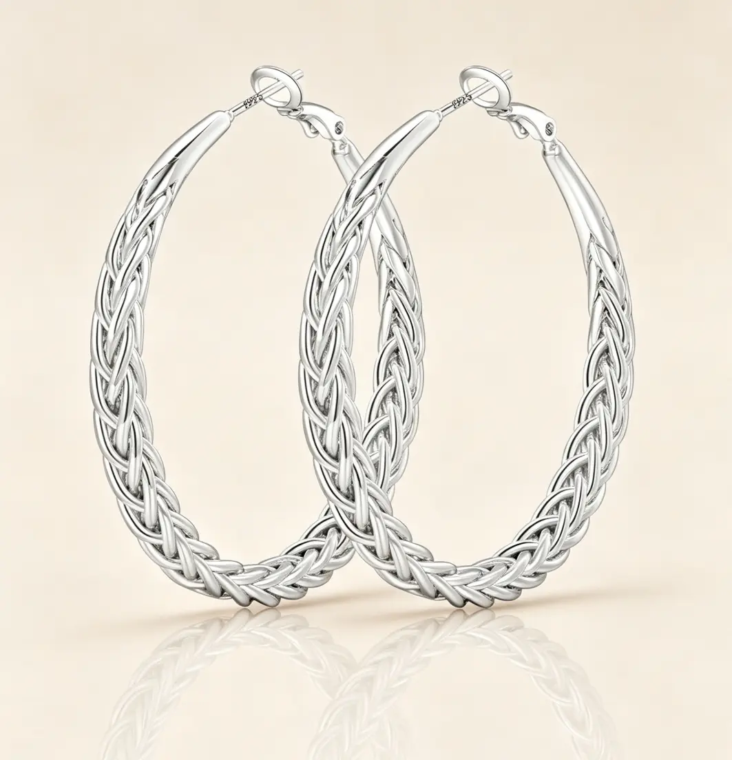 925 Sterling Silver Twisted Hoop Earrings Hypoallergenic Lightweight Braided Large Hoops for Women Sensitive Ears Fashion Jewelry Everyday Gift