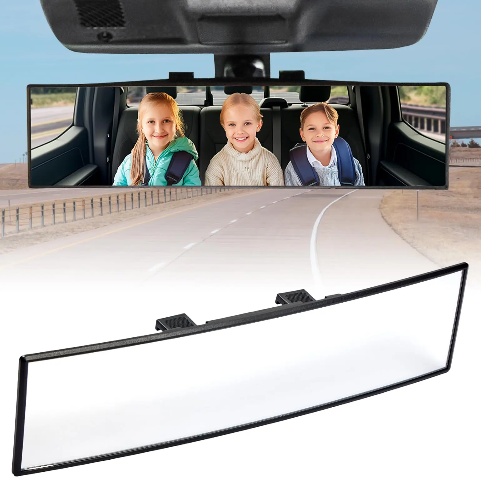 Car Universal Rearview Mirror  1250 Curvature Curved Enlarged Rear View Effectively Reduce Blind Spot