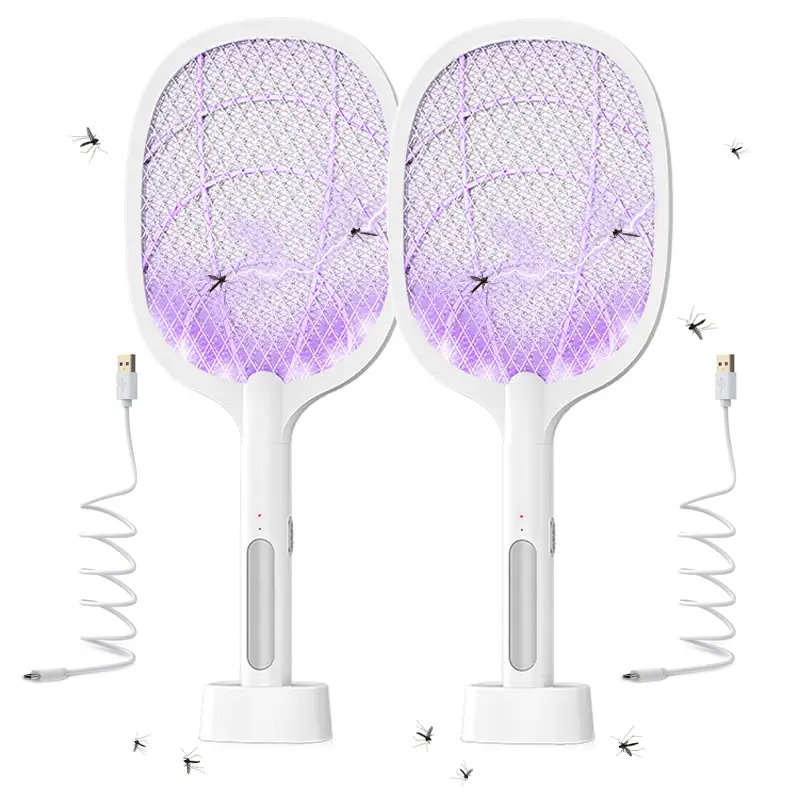 A Must-Have For Summer! 3000V Wireless Bug Zapper Racket - USB Rechargeable, 3-Layer Safety, Automatic UV Mode, Portable, Indoor & Outdoor Use - Durab