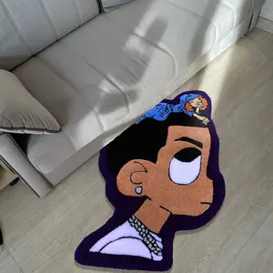 Soft Cartoon Character Rug, Comfortable Irregular Area Rug for Bedroom Living Room, Sports Theme Home Decor, Kids' Room Decoration, Cartoon Pattern Rug, Decorative Rugs
