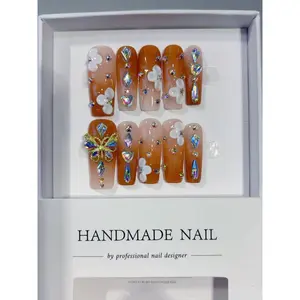 Pure hand-made Deshu platinum high-grade exquisite diamond inlaid butterfly wearing nails, expensive and detachable nail patch