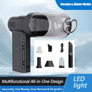 4-in-1 Black Electric Air Duster with Blow & Suction Dual Function Compressed Air Duster with LED  | 130000RPM Brushless Motor, 4-Speed, 5000mAh Type-C Rechargeable | for Computer Keyboard, Car Interior & Household Cleanin