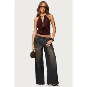 Saharah Mud Wash Low Rise Baggy Jeans