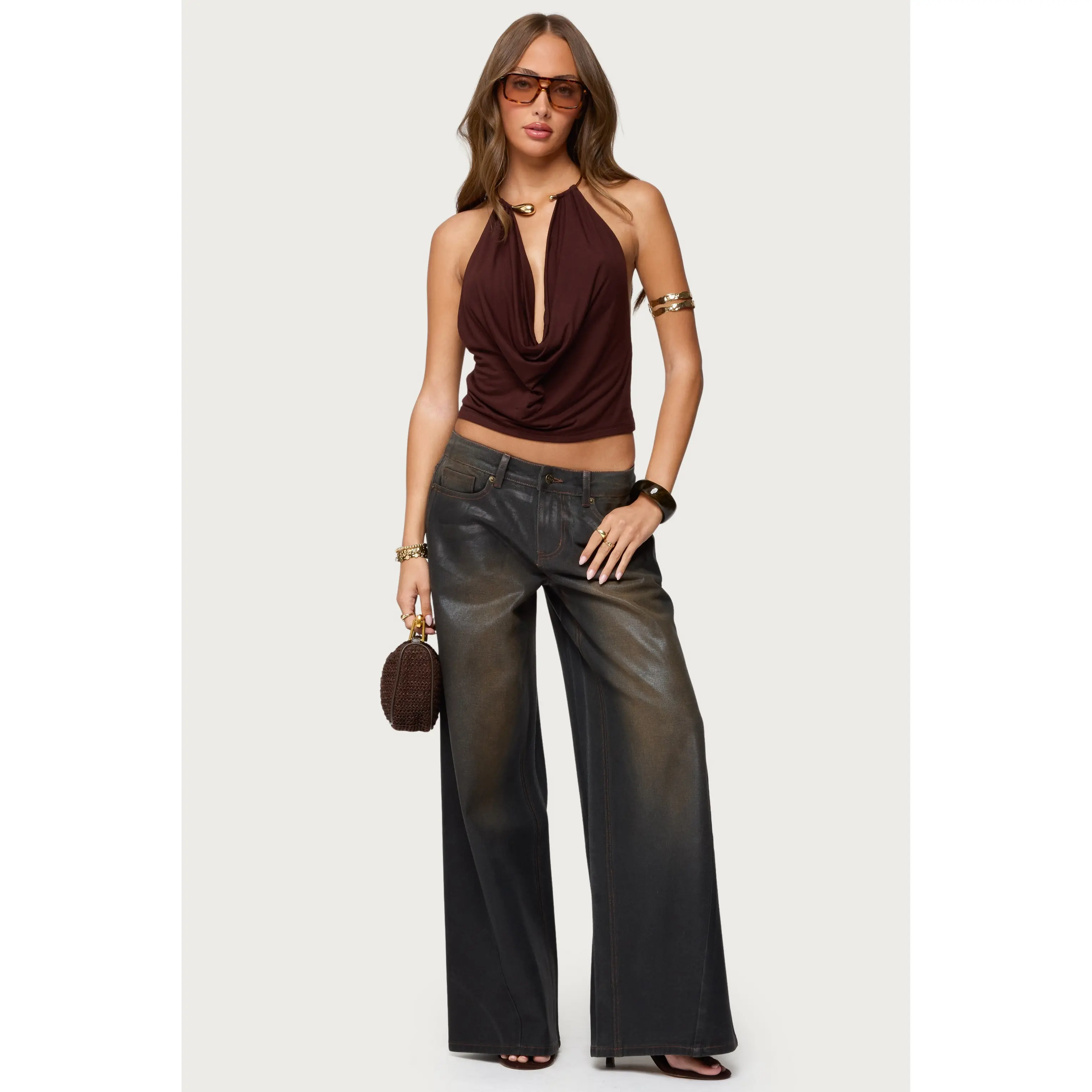 Saharah Mud Wash Low Rise Baggy Jeans