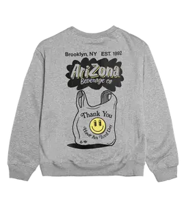 Gray Thank You Smiley Face Crewneck Sweatshirt