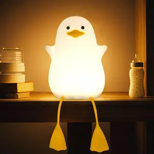 Cute Duck Design Night Light, USB Rechargeable Silicone Lamp, Touch Control LED Lamp, Bedroom Decoration Birthday Gift