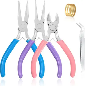 Jewelry Making Tool Kit 3pcs, Needle Nose Round Nose Pliers with Wire Cutter, Craft Beading Tools for DIY Jewelry Repair and Wire Wrapping