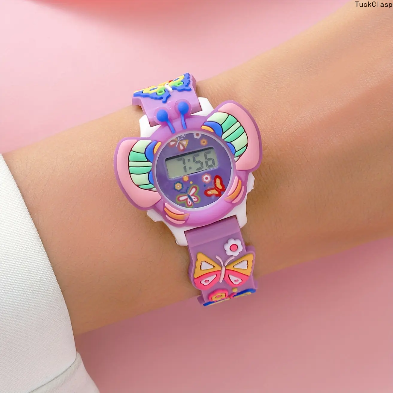 Creative Butterfly Electronic Watch – Durable TPU Strap, Battery-Powered, Great for Birthday Gift & Summer Everyday Wear