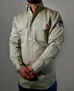 FR Western Style Pearl Snap - Khaki