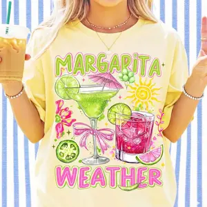 Comfort Colors Summer Margarita Weather Tshirt, Preppy Brushstroke Aesthetic Tee, Trendy Summer T-Shirt, Summer Tee