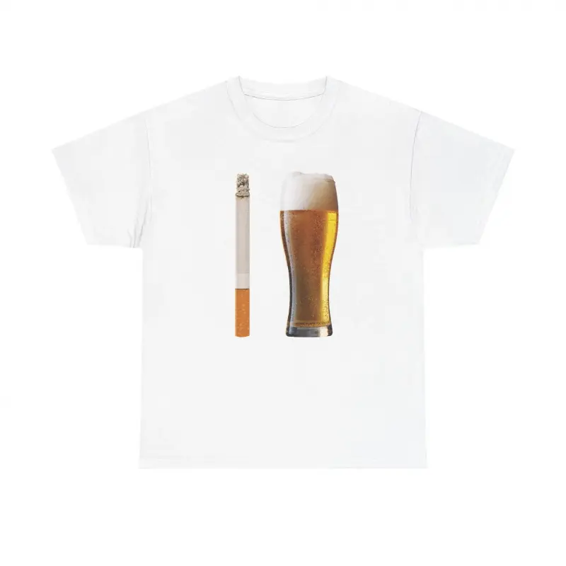 BEER AND CIG COMBO - GRAPHIC TEE Crewneck Shortsleeve