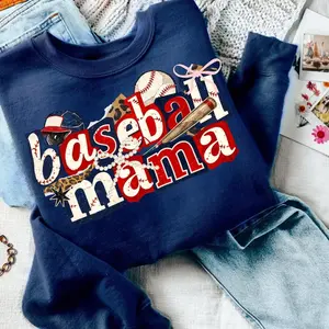 Baseball Mama Sweatshirt, Sports Mom Shirt, Baseball Bow Bat Sweatshirt, Game Day Mama Sweatshirt, Trendy Baseball Mom Shirt