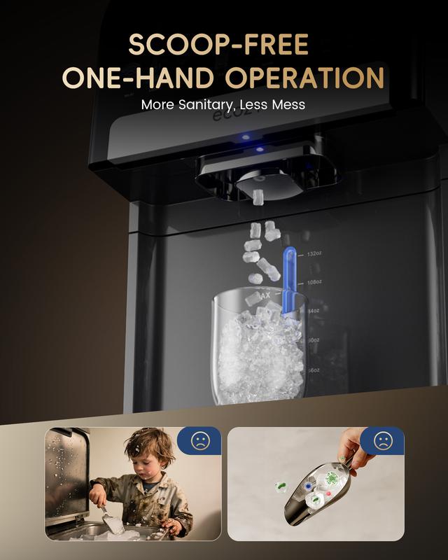 [Upgraded Smart Version] ecozy Nugget Ice Maker Dispenser, Ultra-quiet Smart 2-in-1 Pebble Ice Machine Countertop & Water Dispenser with App Control, Easy Self-Cleaning, Auto Lighting, TDS Monitor, Measured Dispensing, Christmas Gift, Holiday Gift