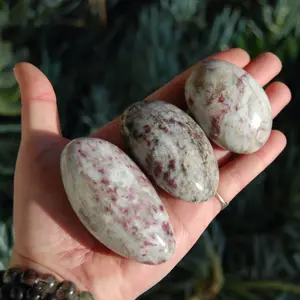 ONE XL Pink Tourmaline Rubellite Crystal Palm Stone, Madagascar