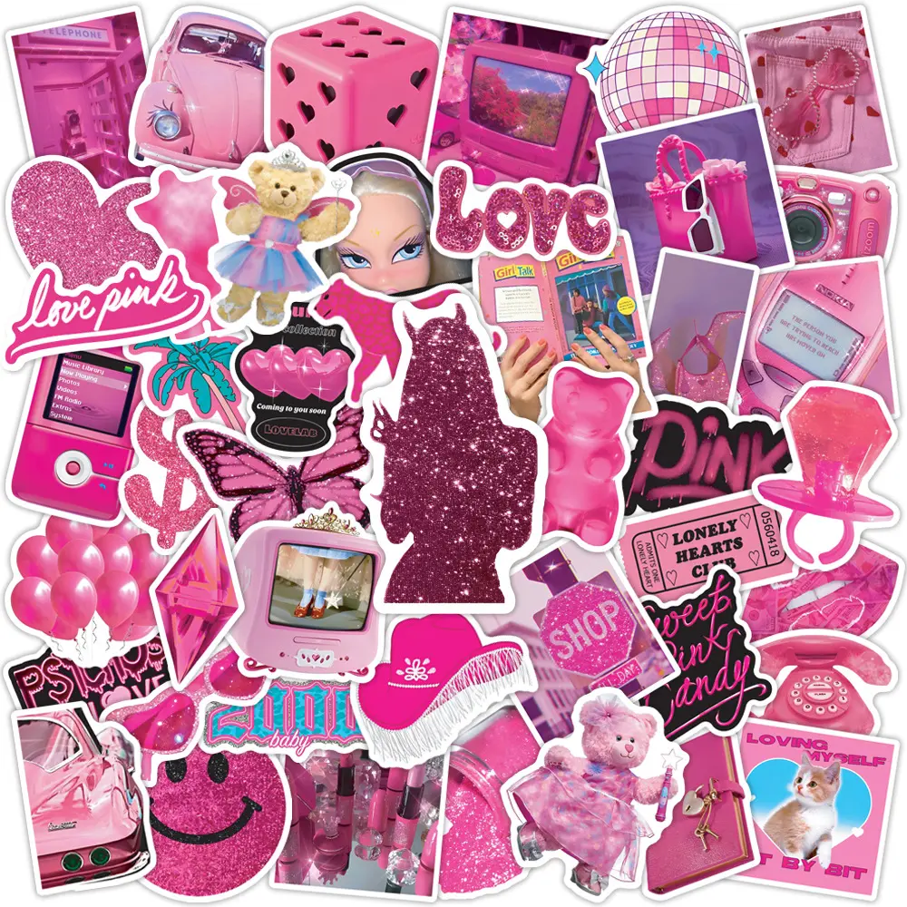 50 Y2K Girl Cartoon Lace Black and Red Gothic Graffiti Stickers, Sticker Decals, Automobile Decals, Automotive Decals, Suitable for Scrapbooks, Laptops, Cars, Featuring Faith-based Designs
