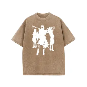 Acid Wash Print Oversized Cotton Solid Drop Shoulder T-Shirts for Mens Vintage Streetwear Basic Tees Baggy Hip Hop Unisex Tops Acid Wash Oversize shirt Unisex Christian