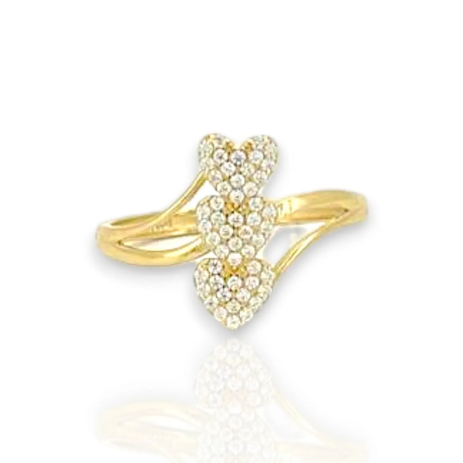 Triple Heart CZ Ring - 10K Yellow Gold Triple Heart CZ Ring - 10K Yellow Gold