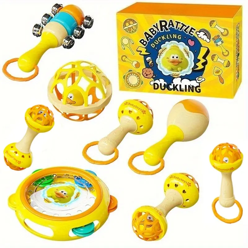 Baby Toys Little Yellow Duck Rattle, Baby Holding Sandhammer Rattle, Educational Toys, Newborn Gifts, Thanksgiving Christmas New Year Gifts