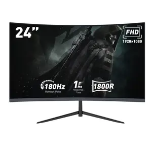 24" Slightly Curved FHD 180hz 1ms Gaming Monitor, FreeSync, Ultra-Slim, HDMI DP Connectivity, VESA Ready for Esports Enthusiasts and Console Gaming