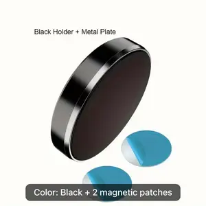 Pack of 2 Magnetic Dashboard Phone Holder | Strong Metal Mount + 2 Plates Black/Silver