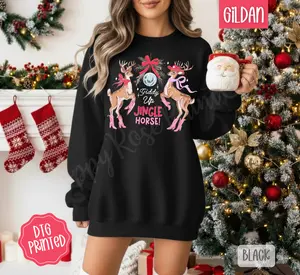 Jingle Horse Sweatshirt, Christmas Sweater, Women's Holiday Crewneck