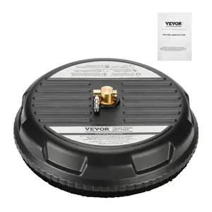 VEVOR 15" Pressure Washer Surface Cleaner, Plastic Pressure Washer Attachments with 4 Wheels, 3000 Max PSI, 1/4 Quick Connector, 2 Spray Nozzles, Ideal for Driveways, Sidewalks, Patios, Decks, Black