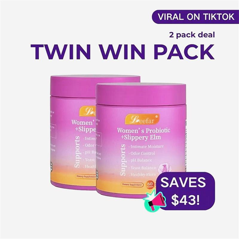 All-in-One Feminine Balance Gummies for Women, Probiotics + Slippery Elm + Prebiotics Support Vaginal Flora, Dryness & Comfort, Hawaiian Pineapple 60 Gummies