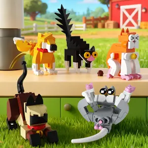 3in1 3D Bricks Mixed Pet Kitten Cat Dog Building Stacking Blocks Set,Non-magnetic Tiles,Kids retriever Toys, Kawaii Animals,Mini Cute Series,Fidget DIY Sensory,Collectables,Festival Christmas Gifts,Holiday Birthday,Valentine's day,Tabletop Decor