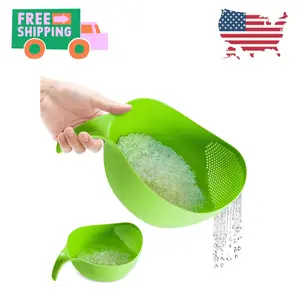 Rice Strainer with Handle - Lightweight Rice Washer Strainer Bowl