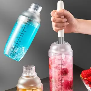 Snow Cone Cup Hand-Blended Lemon High Translucent Marked Milk Tea Manual Press Juicer Snow Cone Cup Cocktail Shaker Mixing Cup