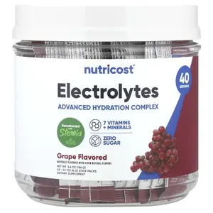 Nutricost Electrolytes, Advanced Hydration Complex, Grape, 40 Stick Packs, 0.1 oz (4 g) Each