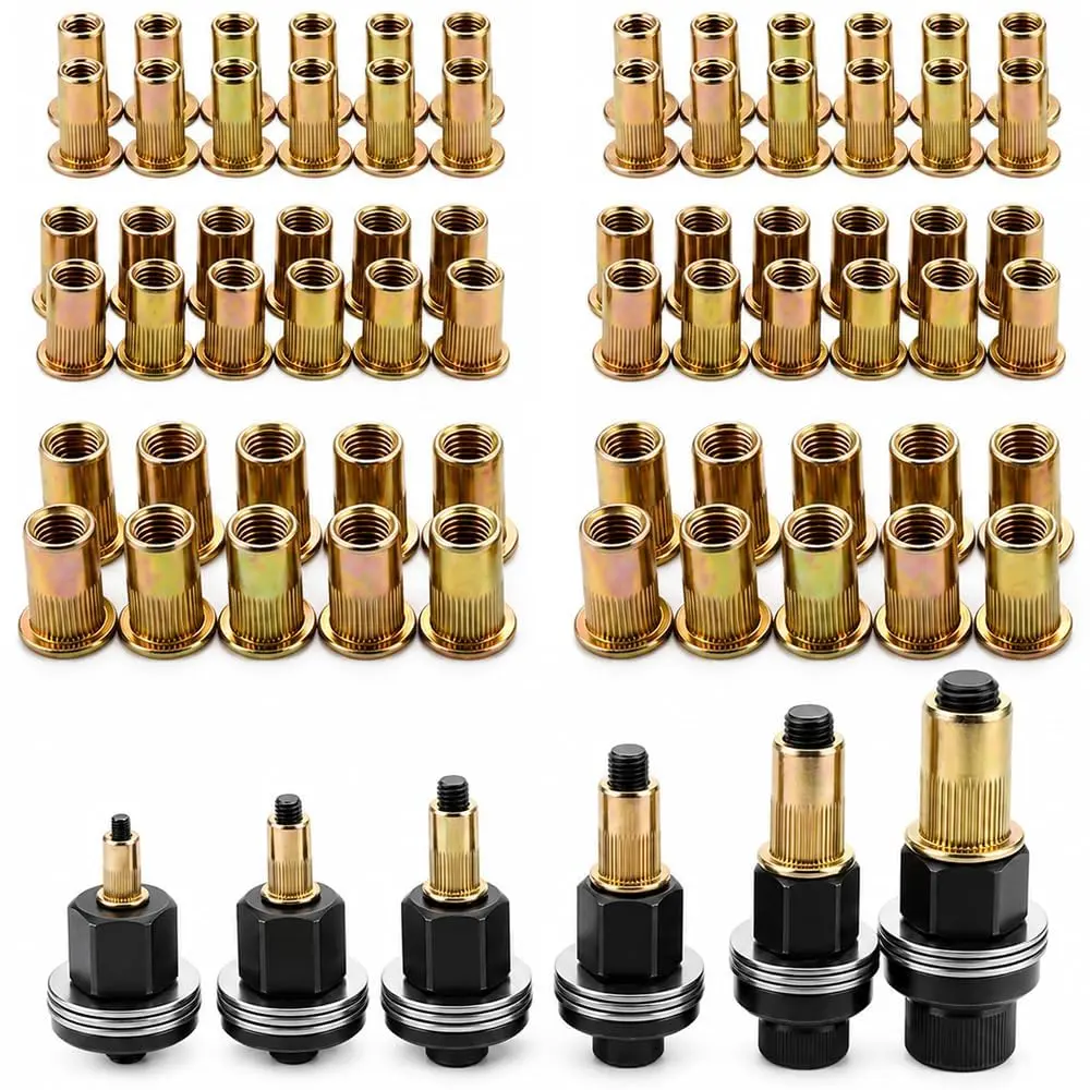 Carbon Steel Rivet Nut Head Tool Kit, M3-M10 Size, Quick-Install Fastener Tool for Metal Repairs, Automotive Projects