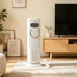 2-in-1 Bladeless Heater & Tower Fan Combo, Ice Water Cool Breeze, 3 Speeds 2 Heat Settings, Remote Control for All Rooms