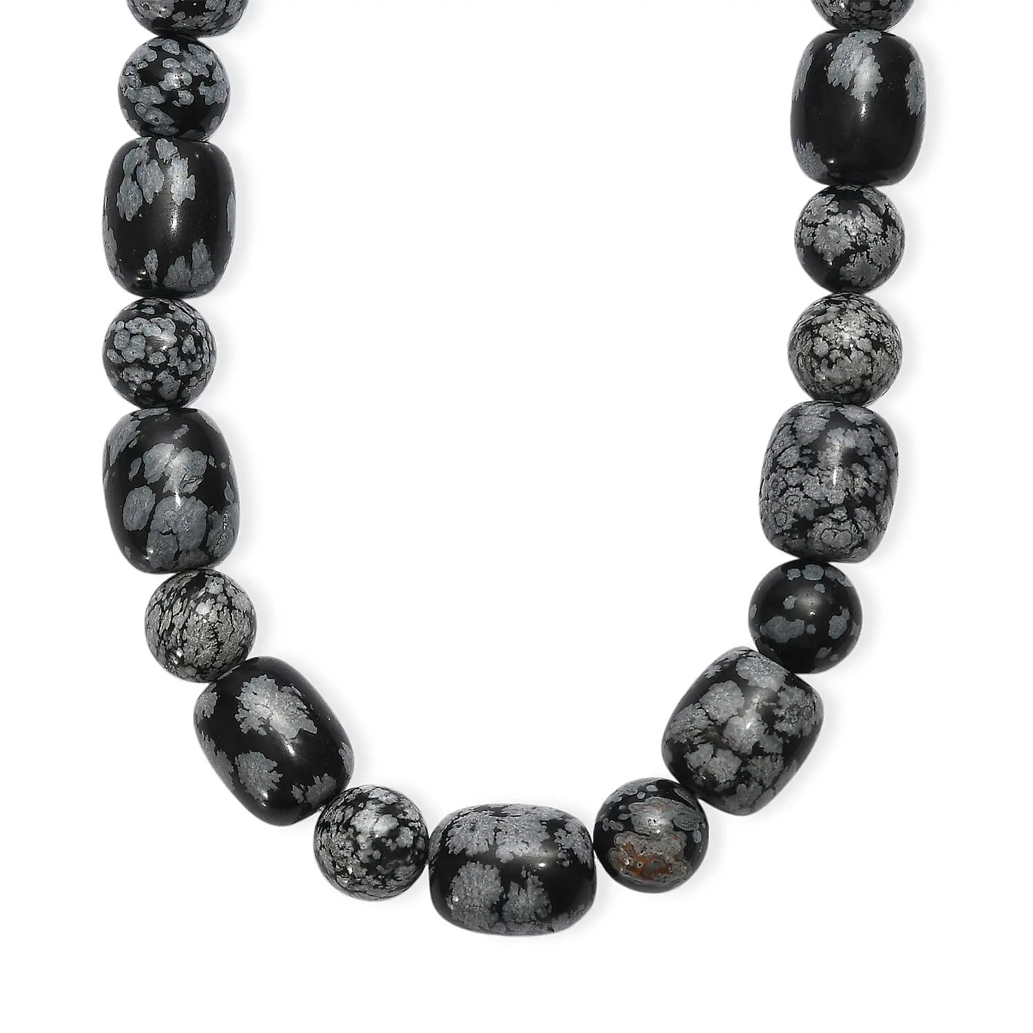 SnowFlake Obsidian 417.00 ctw Beaded Necklace in Platinum Over 20 Inches