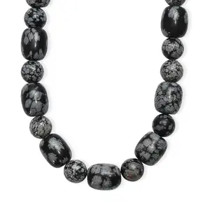 SnowFlake Obsidian 417.00 ctw Beaded Necklace in Platinum Over 20 Inches