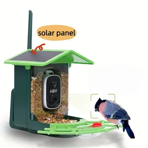 Smart AI Feeder with Camera Solar 2.4GHz Wi-Fi Real-Time Monitoring AI Recognition 5000 Bird Species Auto-Capture Eco-Friendly Gift for Bird Enthusiasts