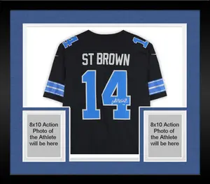 Framed Amon-Ra St. Brown Detroit Lions Autographed Nike Black Vapor Fuse Limited Jersey - Fanatics Authentic Certified