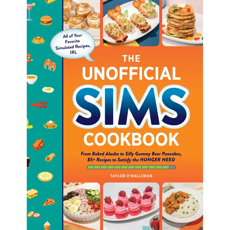 The Unofficial Sims Cookbook - Hardcover (176pp, English, 2022 Edition, Adams Media) with Easy Baked & Lobster Thermidor Recipes, Home Cooking Guides, Tips for Sims Enthusiasts
