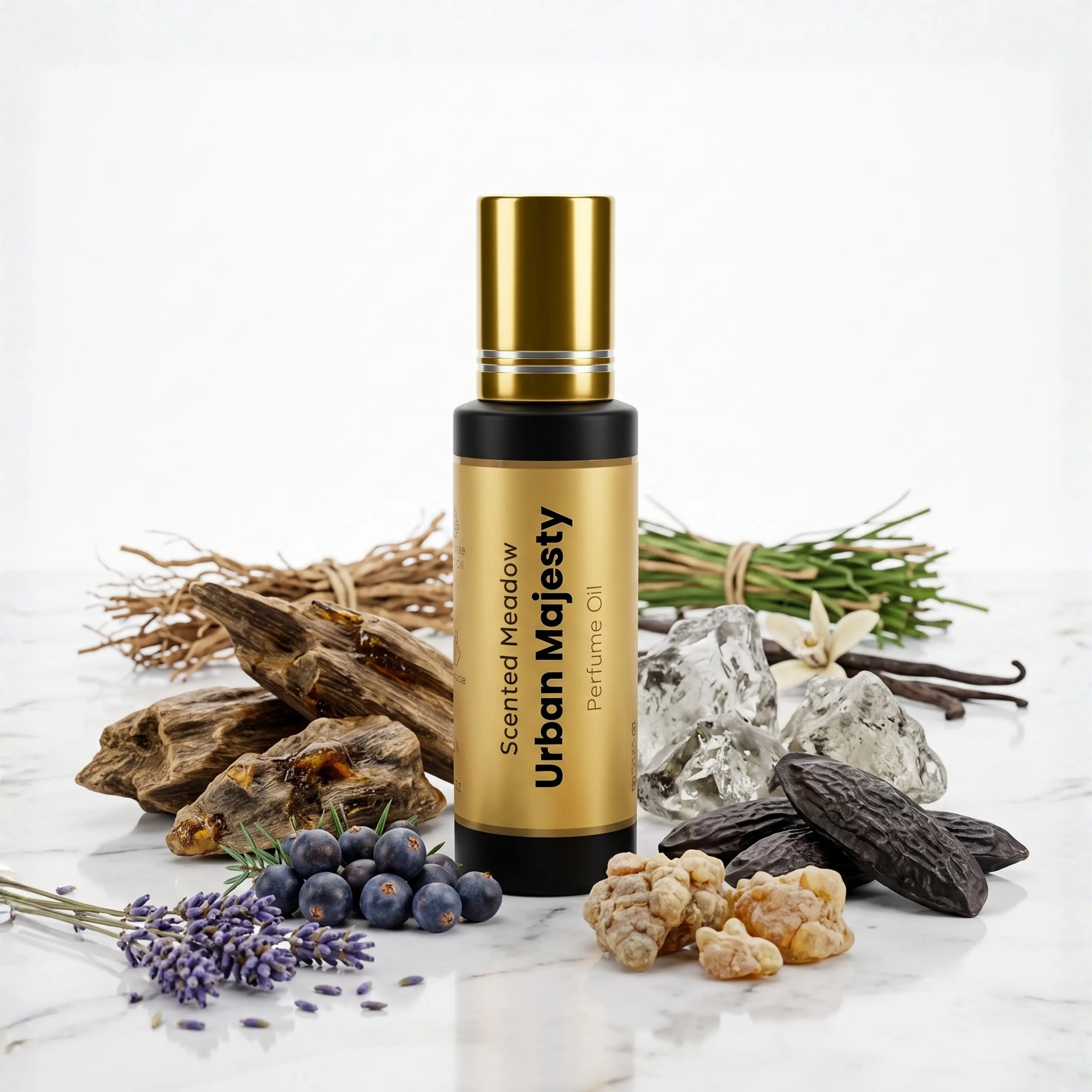 Scented Meadow Urban Majesty – Aromatic Lavender & Smoky Oud Wood Luxury Concentrated Perfume Oil for Men – Long Lasting Alcohol-Free Roll-On