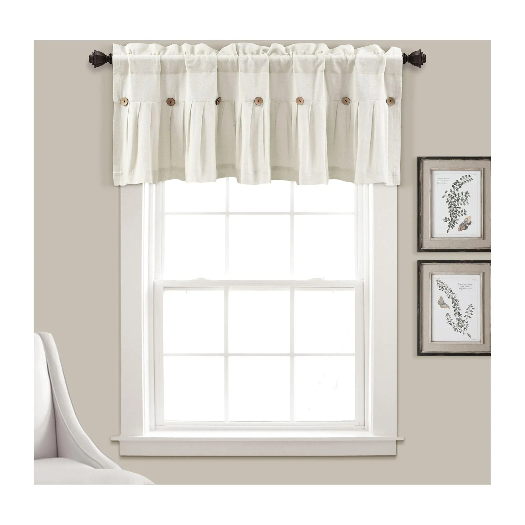 Linen Button Valance Single 84" x 18" + 2" by Lush Decor Linen Button Valance Single 84" x 18" + 2" by Lush Decor