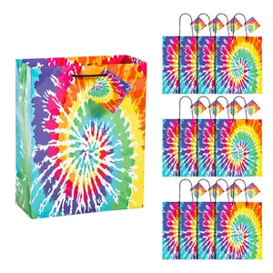 7 1/4" x 9" Medium Tie-Dye Gift Bags with Tags - 12 Pc.