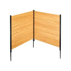 VEVOR Wood Privacy Fence (Wood Privacy Barrier), 38" W x 42" L 2-Panel Solid Air Conditioner Screen, Pool Equipment Enclosure with Metal Stakes, Easy DIY Installation, Outdoor Trash Can Hider for Garden Decor (Father's Day Gift)