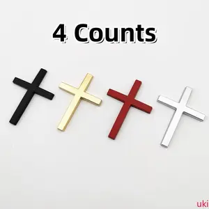 4Pcs Christian Cross Car Sticker Set, Waterproof Durable Exterior Decal, Faith Themed Vehicle Ornament for Cars, SUVs, Motorcycles, Multi Color Auto Decor Accessory