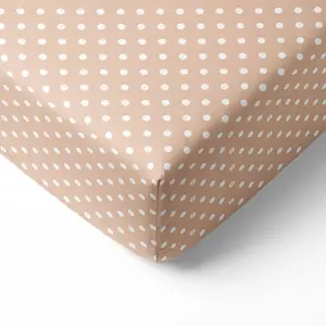 Bacati Pin Dots 100% Cotton Percale Fitted Crib Sheet – Beige
