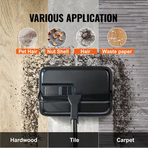 Carpet Sweeper, 7.87 in Sweeping Paths, Floor Sweeper Manual Non Electric, 300 ml Dustbin Capacity with Comb for Home Office Rugs Hardwood Surfaces Wood Floors Laminate, Cleans Dust Pet Hair