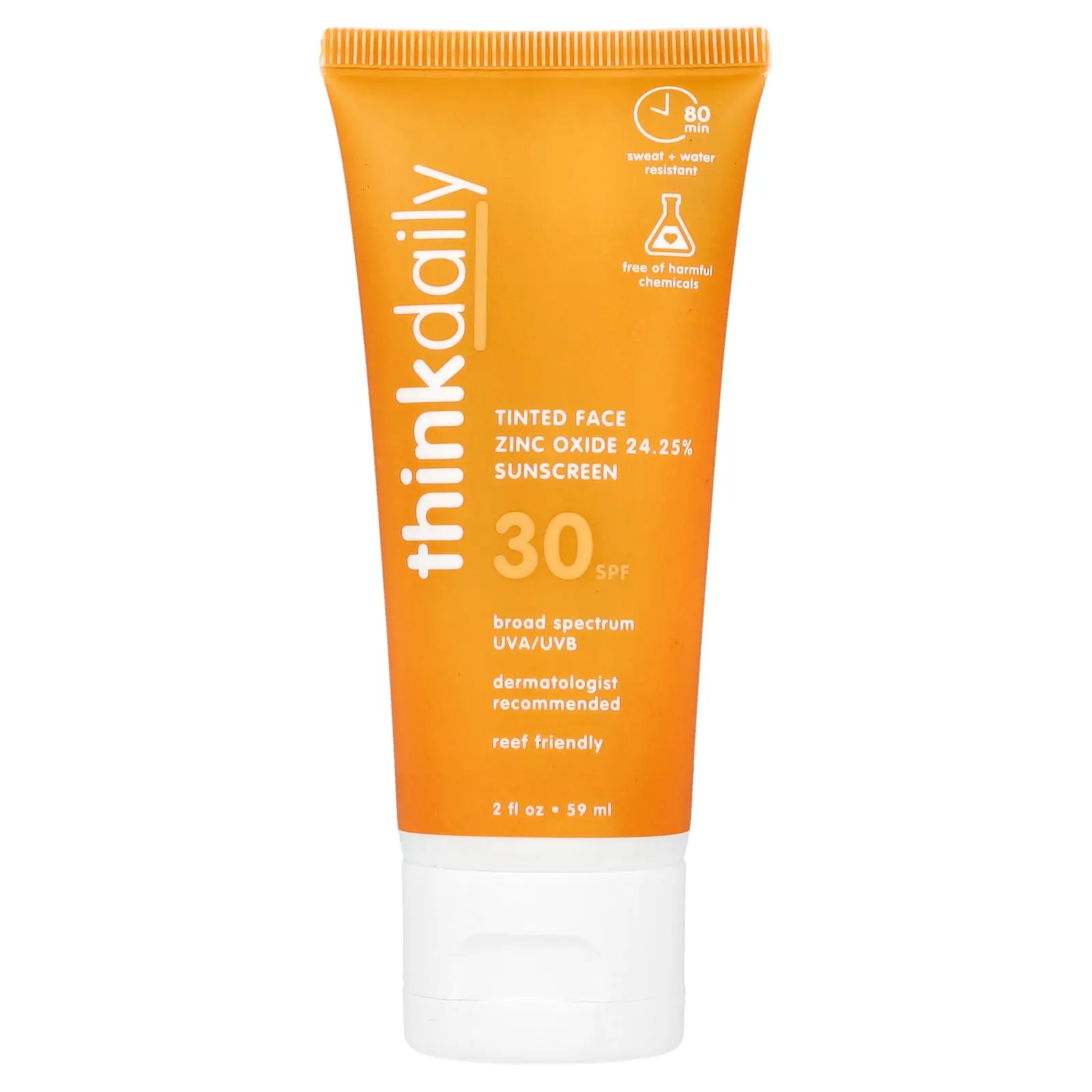 think Thinkdaily, Tinted Face Zinc Oxide Sunscreen, SPF 30, 2 fl oz (59 ml) | HSA/FSA Eligible