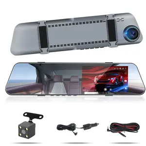 Mirror Dash Cam 4.7 Inch Rear View Mirror 720P Front and Rear View Dual Cameras with Super Night Vision,Parking Assistance,Loop Recording,24H Parking Monitor, Waterproof Backup Camera Dashcam