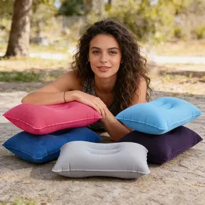 3PCS Ultra Lightweight Inflatable Camping Pillows, Washable Travel Air Cushions with Neck & Lumbar Support, Ideal for Hiking Backpacking Airplane Car and Office Nap Sleeping Accessories, Camping Gear