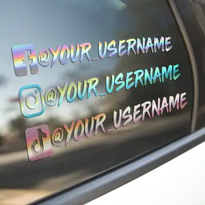 VulgrCo Holographic Custom Social Media Decal Stickers Customized Name Username Lettering Tag Social Media Logo Brand Vinyl